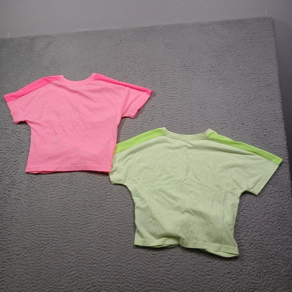 Converse Girls Crop Tee Lot of 2 Size‎ M 10–12 Pink Green All Star